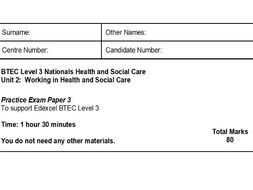 health and social care unit 3 mark scheme