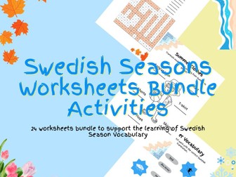 Swedish Season Vocabulary Bundle Worksheets Winter Spring Summer Winter