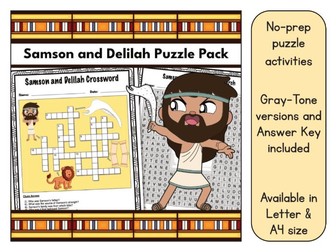 Samson and Delilah Word Search and Crossword Puzzle Activity Pack