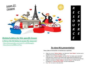 Lecon 27- L'argent (money)