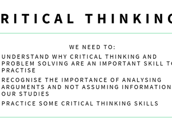 Critical Thinking - PSHEE/Philosophy/University