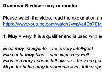 Muy vs mucho in Spanish