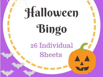 Halloween Bingo Holiday Themed (26 Individual Sheets)