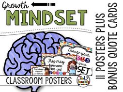 Growth Mindset Posters Plus Bonus Growth Mindset Quote Cards