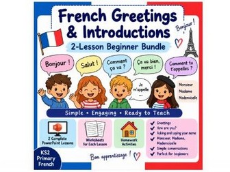 French Greetings & Introductions with audios | 2-Lesson Beginner Bundle