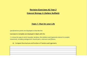 Revision booklet for Edexcel Biology A Topic 7 - Run for Your Life