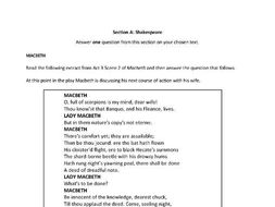 Macbeth extended response questions picture