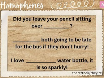 Homophones Revision Resource