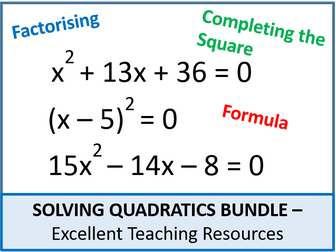 Algebra Solving Quadratic Equations 2 By Formula Resources By