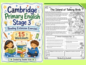 Cambridge Primary English Stage 3 Reading Extension Worksheets | 15 Comprehension Activities