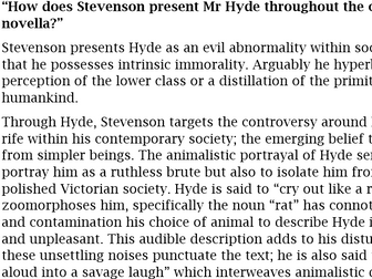 Jekyll & Hyde grade 9 essay - "How is Hyde presented"