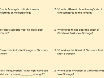 Muppet's Christmas Carol Questions Comprehension