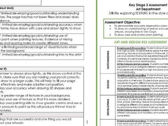 KS3 Art. Assessment Sheet - Texture and Van Gogh Painting Project