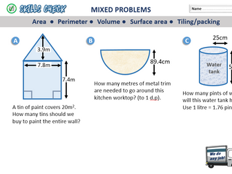 L2 Maths Mixed questions: area, volume, perimeter