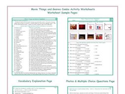 Movie Things and Genres Combo Activity Worksheets