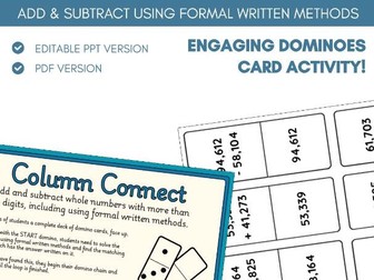 Add & Subtract Formal Column Methods | Dominoes Game Activity | Four Operations