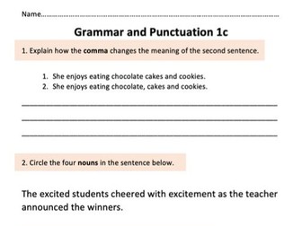 Year 6 Punctuation and Grammar Mini Test Revision