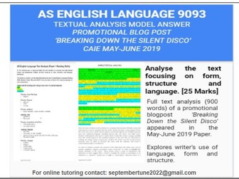 SAMPLE TEXT ANALYSIS OF PROMOTIONAL BLOG POST: CAIE AS ENGLISH LANG (9093)