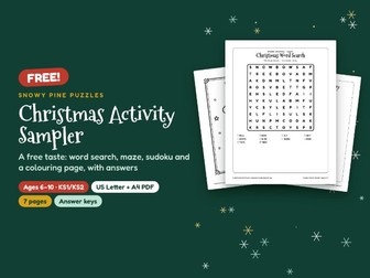 FREE Christmas Sampler: Wordsearch, Maze, Sudoku & Colouring