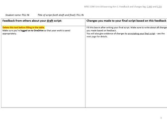 BTEC L3 Creative Digital Media Production: Unit 19 Scripwriting (Learning Aim C resources)