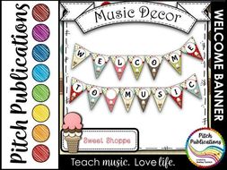Music Decor Sweet Shoppe Welcome To Music Banner Flags