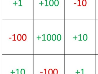 Target Game - place value game for Y5-Y6 add or subtract 1, 10, 100 and 1000