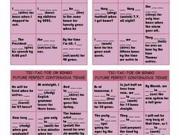 Future Perfect Continuous Tense Tic-Tac-Toe or Bingo