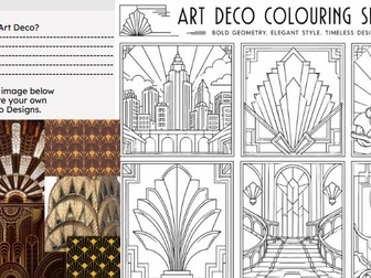 Design cover colouring sheet Art Deco