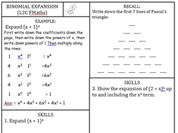 Binomial Expansion Worksheet | Teaching Resources