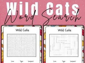 Wild Cats - No Prep Printable Word Search Puzzle Activity