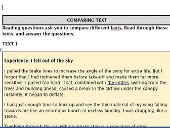 Ks3 worksheet - Comparing text