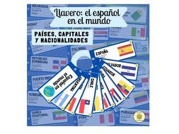 Países hispanohablantes, capitales y nacionalidades: llavero. Spanish