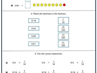 Decimals as Fractions Easy