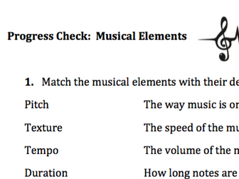 Progress Quiz for Musical Elements