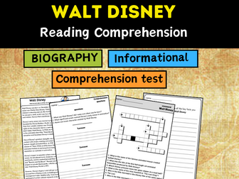 Walt Disney  biography , reading comprehension , information text
