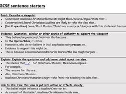 Sentence starters for RE GCSE | Teaching Resources