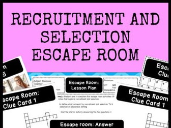 Recruitment and Selection - Escape Room Lesson