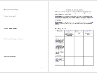 Revision Booklet for Relationships and Families Religious Education GCSE AQA Spec A