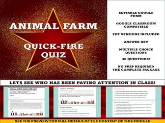 Quick-Fire Quiz for Animal Farm - Literary Module