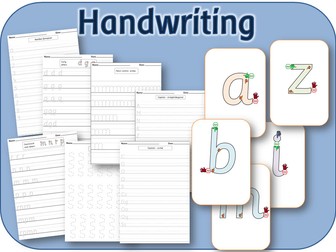 Handwriting sheets for KS1: lower and upper case letters and digits