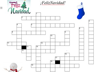 Feliz Navidad, Christmas Wordsearch and Crossword in Spanish