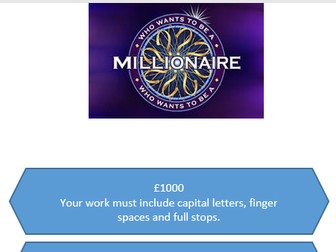 Who Wants To Be A Millionaire - Writing Challenge based on Y2 ITAFs