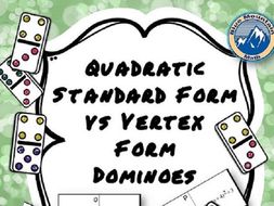 Quadratic Standard Form vs Vertex Form Domino Set