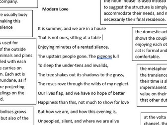 Modern Love poem with notes