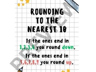 Rounding to 10 Maths Display Poster