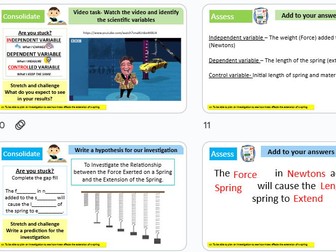 Hookes' Law plan and experiment (3 lessons) KS3 Science