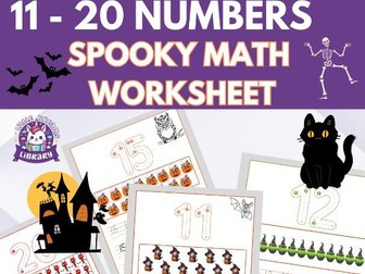 Halloween Math Tracing Worksheets 11-20: Engaging Number Tracing