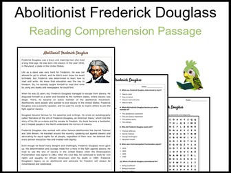 Abolitionist Frederick Douglass Reading Comprehension and Word Search