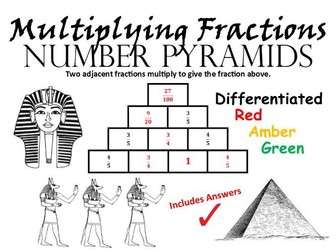 Multiplying Fractions Number Pyramids