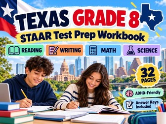 Texas Grade 8 STAAR Reading, Writing, Math & Science Workbook